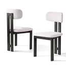 2-Pack Solid Wood Fabric Upholstered Dinning Chair, Set of 2, Brown, Black
