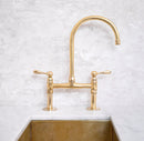 Unlacquered Brass Gooseneck Deck Mounted Kitchen Faucet