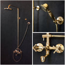 Unlacquered Brass Shower System With Tub Filler - Unlacquered Brass Shower