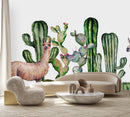 Cactus and Lama Pattern Wallpaper