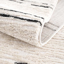 Riad Black Striped White Rug with Tassels