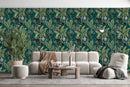 Green Wallpaper with Monkeys