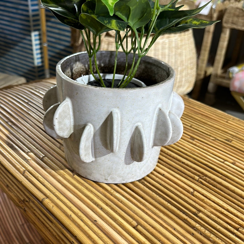 Handmade Demilune Stoneware Planter