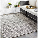 5 ft. x 8 ft. Black Off-White Chevron Coastal Boho Style Indoor Outdoor Area Rug