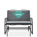 2 Seat Mesh Patio Loveseat Swing Glider Rocker with Armrests in Charcoal