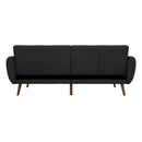 Dark Grey Linen Futon Sofa Bed with Modern Mid-Century Style Wooden Legs