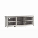 Farmhouse Style TV Stand in Light Grey Oak Wood Finish - for TVs up to 70-inch