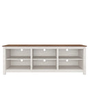 Farmhouse TV Stand in Grey Oak with Brown Wood Finish Top for TVs up to 70-inch