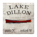 Lake Dillon Canoe Latitude Longitude Coaster Set