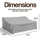 Patio Outdoor Large Sofa Cover Up to 93"L Reserve Grey