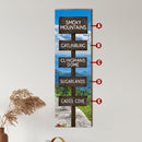 Personalized Mountain Directional Wood Sign | Wall Art Print on Real Wood | Customizable Rustic Cabin Lodge Decor