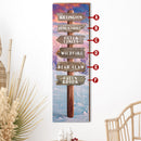 Personalized Mountain Ski Directional Wooden Sign | Wall Art Print on Real Wood | Customizable Rustic Cabin Lodge Snowboard Decor