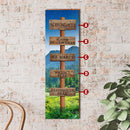 Personalized Mountain Directional Wooden Sign | Wall Art Print on Real Wood | Customizable Rustic Cabin Lodge Home Decor