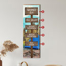 Personalized Mountain Camping Directional Wood Sign | Wall Art Print on Real Wood | Customizable Rustic Cabin Lodge Decor
