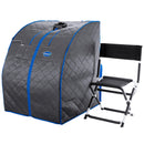 Personal Portable Infrared Sauna with Premium Chair, 30 Minute Timer, with Negative ION and Heated Footpad - Gray