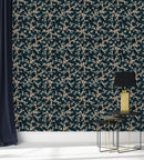 Fashionable Dark Blue Wallpaper with Little Flowers Tasteful