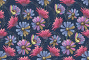 Fashionable Pink and Blue Flowers Wallpaper