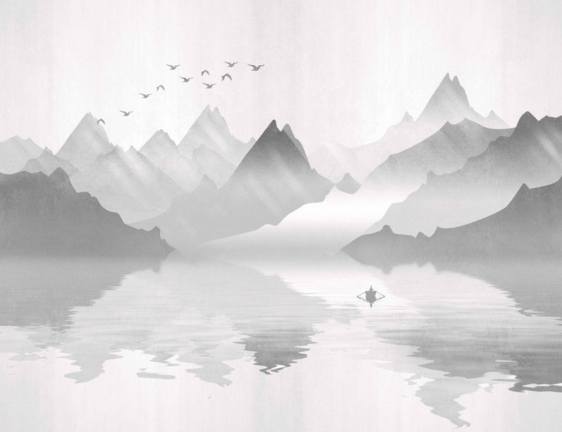 Stylish Mountains and Lake Wallpaper