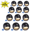 DLA01 12-Pack Black 2.5W Low Voltage 3000K Warm White Integrated LED Outdoor Half Moon Deck Lights Package, 12V LED Step Fence Landscape Lights