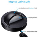 DLA01 6-Pack Black 2.5W Low Voltage 3000K Warm White Integrated  LED Outdoor Half Moon Deck Lights Package, 12V LED Step Fence Landscape Lights
