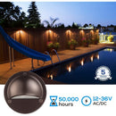 DLA01 12-Pack Brown 2.5W Low Voltage 3000K Warm White Integrated  LED Outdoor Half Moon Deck Lights Package, 12V LED Step Fence Landscape Lights