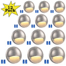 DLA01 12-Pack Satin Nickel 2.5W Low Voltage 3000K Warm White Integrated LED Outdoor Half Moon Deck Lights Package, 12V LED Step Fence Landscape Lights