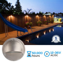 DLA01 12-Pack Satin Nickel 2.5W Low Voltage 3000K Warm White Integrated LED Outdoor Half Moon Deck Lights Package, 12V LED Step Fence Landscape Lights