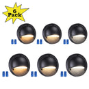 DLA03 6-Pack Black 2.5W 3CCT Low Voltage 3000K Warm White Integrated LED Outdoor Half Moon Deck Lights Package, 12V LED Step Fence Landscape Lights
