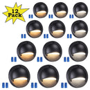 DLA03 12-Pack Black 2.5W 3CCT Low Voltage 3000K Warm White Integrated LED Outdoor Half Moon Deck Lights Package, 12V LED Step Fence Landscape Lights