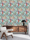 Watercolor Botanical Wallpaper with Birds