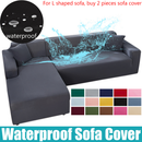 Water Resistant Sofa Cover for Living Room - Elastic Solid L Shaped Corner Sofa Cover - Fits 1/2/3/4 Seater Sofa, Couch, Armchair