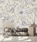 Beige Floral Wallpaper
