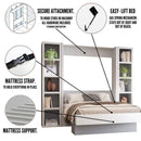 Easy-Lift Full Murphy Wall Bed in Black with Two Bookshelves