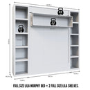 Easy-Lift Full Murphy Wall Bed in Black with Two Bookshelves