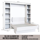 Easy-Lift Full Murphy Wall Bed in Grey with Two Bookshelves