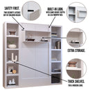 Easy-Lift Twin Murphy Wall Bed in Dark Grey with Two Bookshelves