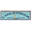 Lake Superior Sailboat Blue Latitude Longitude | Wall Art Print on Real Wood
