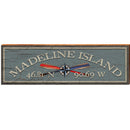 Madeline Island Compass Paddles Blue Latitude Longitude | Wall Art Print on Real Wood
