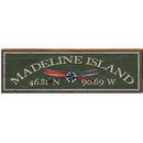 Madeline Island Compass Paddles Green Latitude Longitude | Wall Art Print on Real Wood
