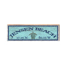 Jensen Beach Sea Turtle Blue Latitude Longitude | Wall Art Print on Real Wood