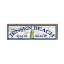 Jensen Beach Pineapple White Shabby Latitude Longitude | Wall Art Print on Real Wood