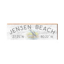 Jensen Beach Egret White Minimal Latitude Longitude | Wall Art Print on Real Wood