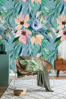 Modish Green Floral Wallpaper Tasteful