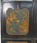Antique Chinese Room Divider w Hand Carved & Gilded Dragons on Both Sides - Set of 4
