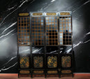 Antique Chinese Room Divider w Hand Carved & Gilded Dragons on Both Sides - Set of 4