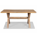 Modern Farmhouse Solid Pine Wood Dining Table in Distressed Driftwood Finish