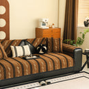 Non-Slip Sofa Cover with Thick Chenille Texture Woven Stripe Couch Protector Throw