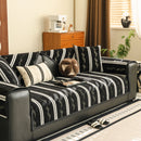 Non-Slip Sofa Cover with Thick Chenille Texture Woven Stripe Couch Protector Throw