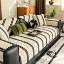 Non-Slip Sofa Cover with Thick Chenille Texture Woven Stripe Couch Protector Throw