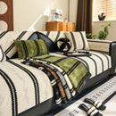 Non-Slip Sofa Cover with Thick Chenille Texture Woven Stripe Couch Protector Throw